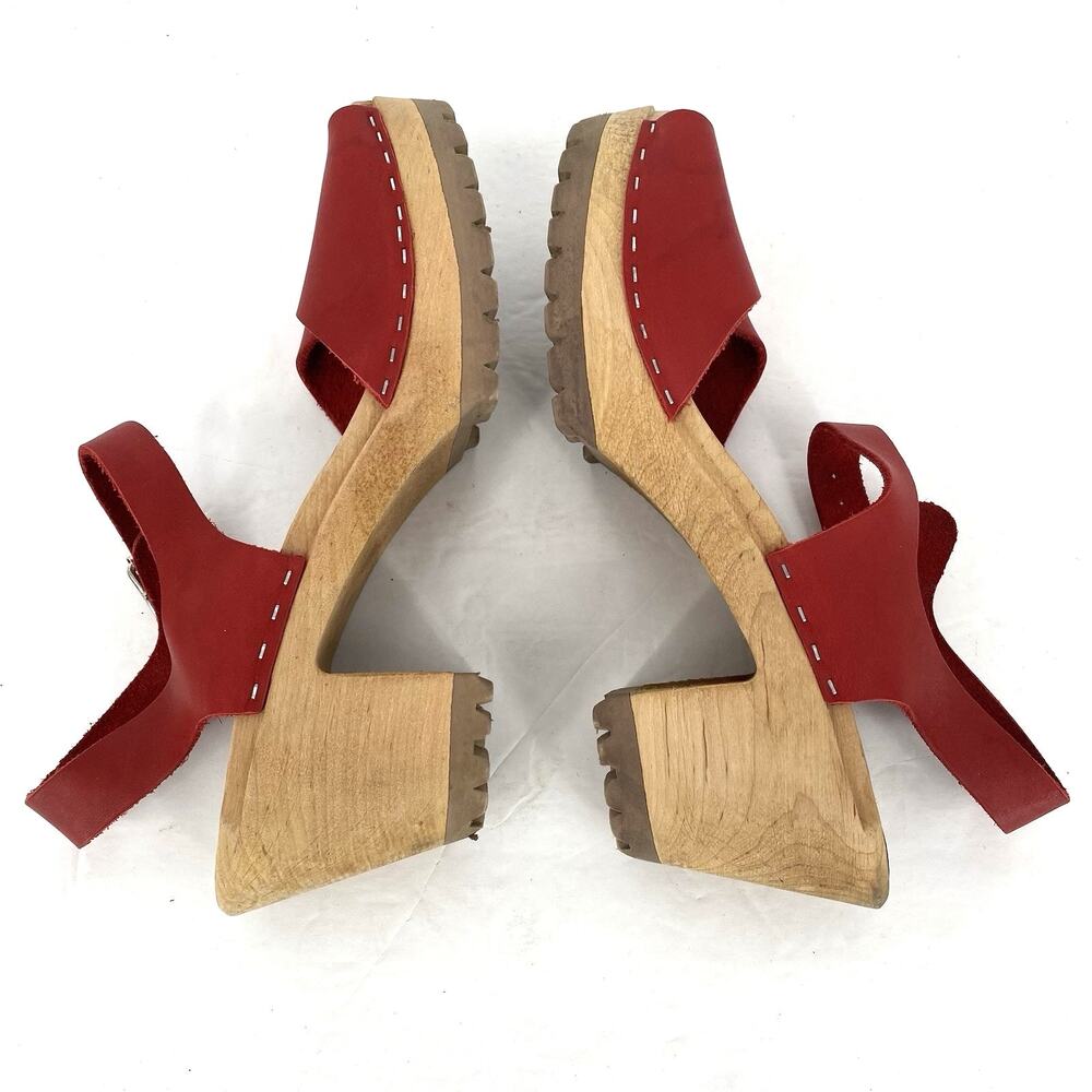 Bjorn Borg Red Wooden Sandals - Picture 4 of 8